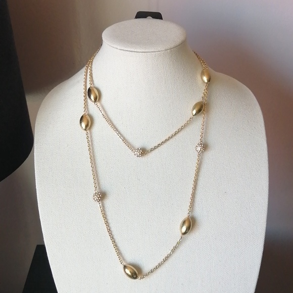 NWT Spring Street Gold Clear Rhinestone Necklace & Earrings - Picture 2 of 8